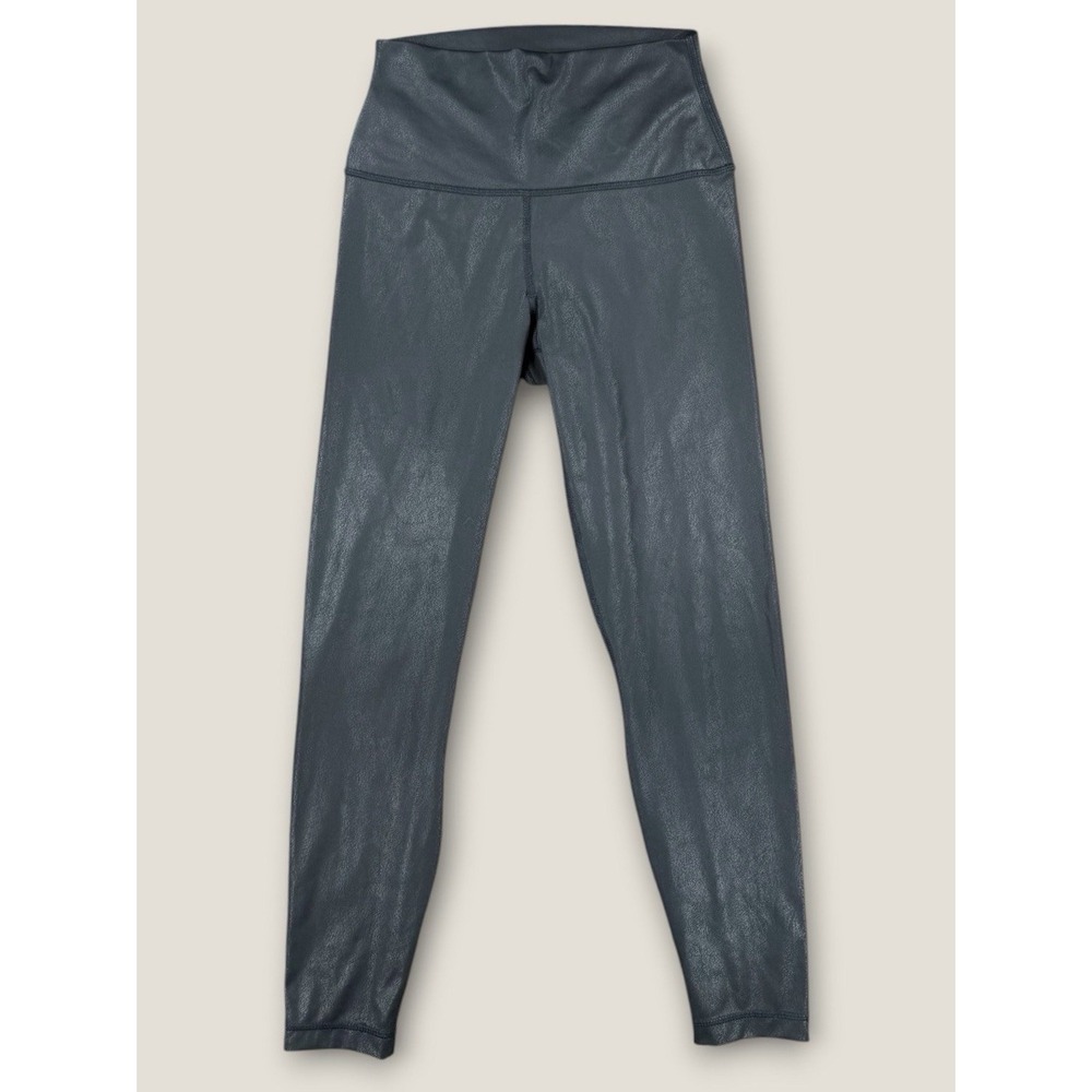90 Degree By Reflex Shiny Faux Leather Shimmer Leggings S High Rise Charcoal